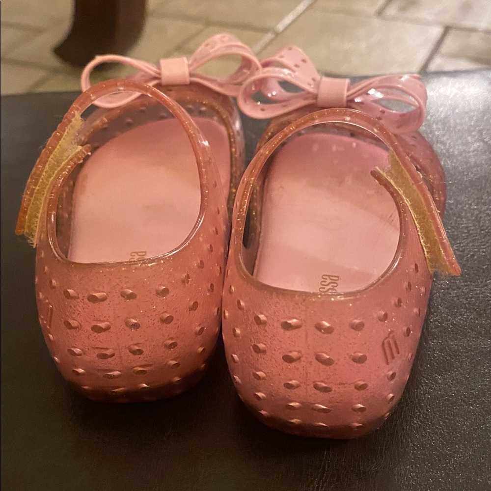 Mini Melissa Sparkling Pink Bow Dress Shoes size 8 girls - Picture 10 of 12
